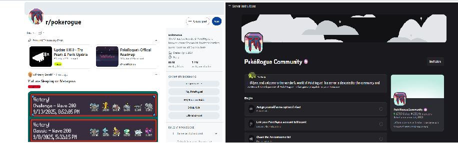 Pokerogue community on discord and reddit
